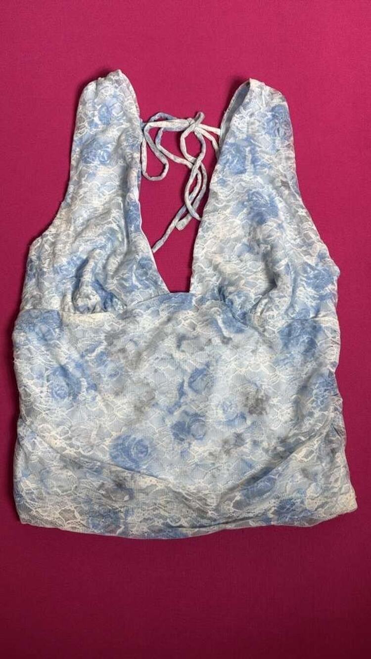 Wild Fable Lace Floral Corset Top – Blue White Satin Tie‑Back Size XL
